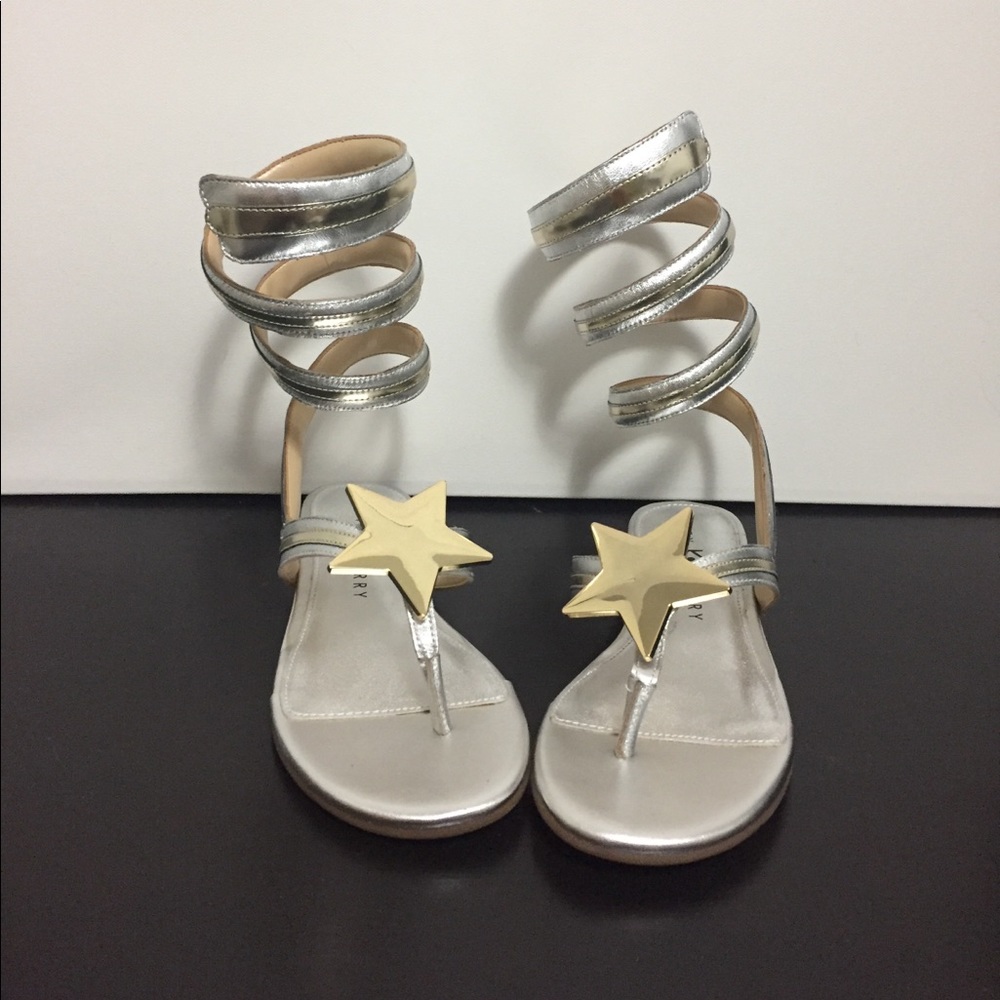 Katy Perry metallic leather spiral sandals!